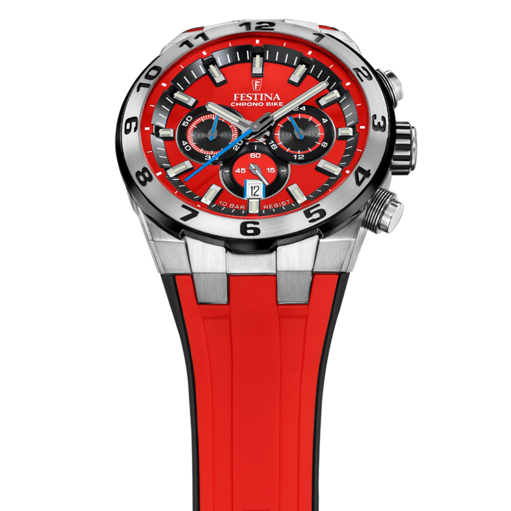 Festina Orologio Cronografo Acciaio Quadrante Rosso