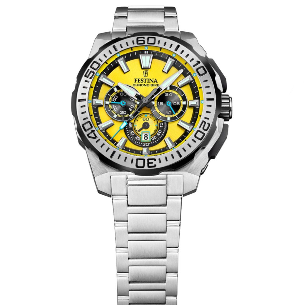 Festina Orologio Cronografo Acciaio Quadrante Giallo