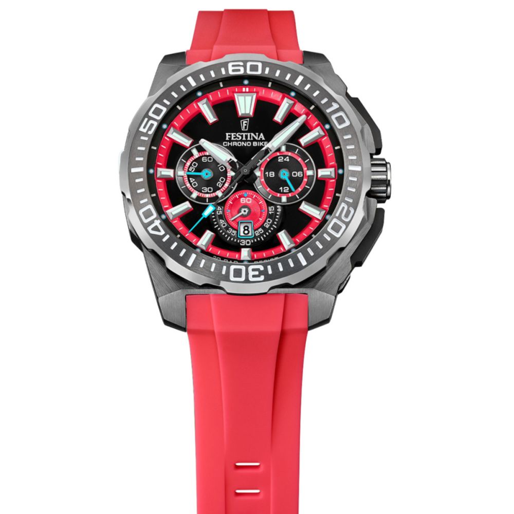 Festina Orologio Cronografo Acciaio Quadrante Nero-Rosso