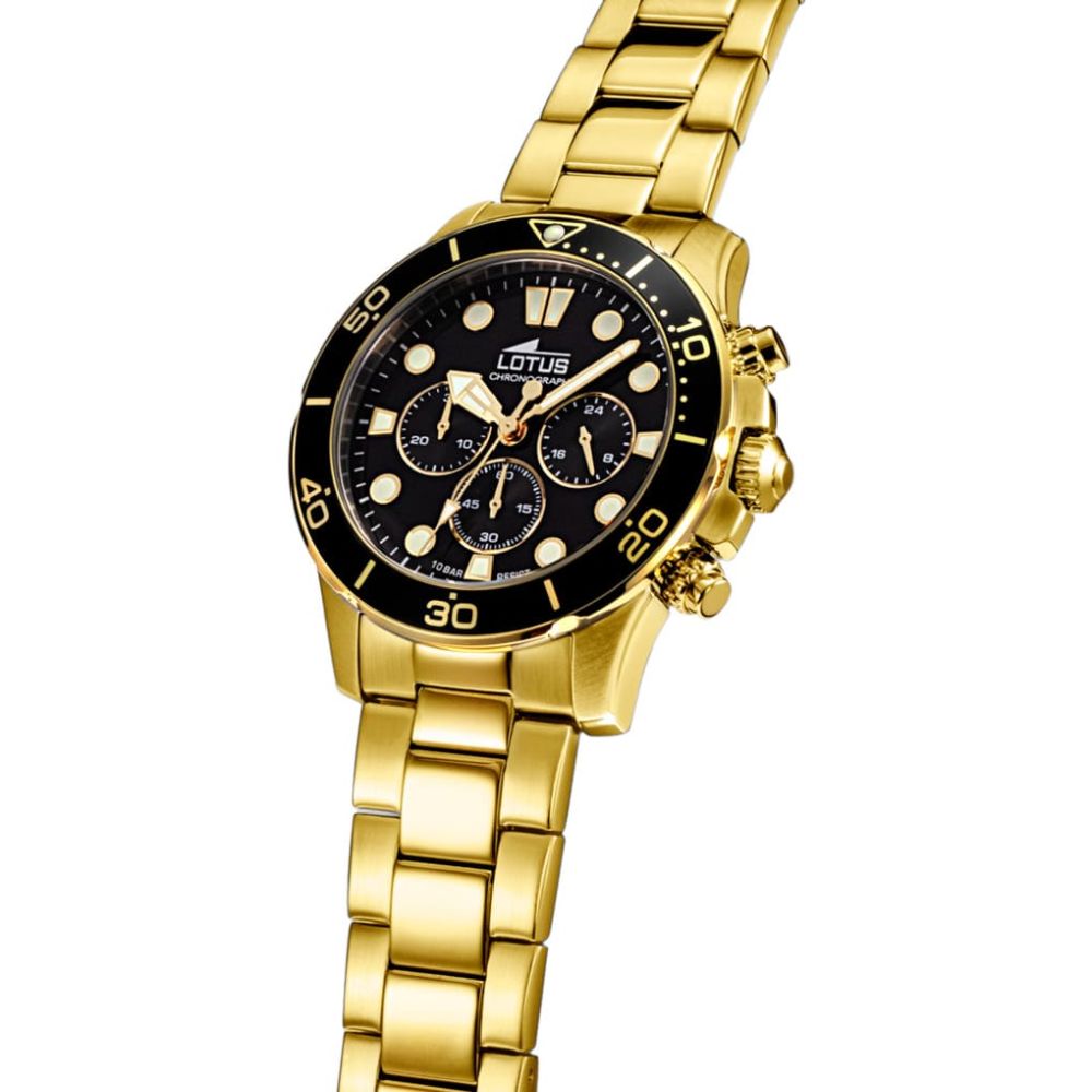 Lotus Cronografo Acciaio Gold Quadrante Nero