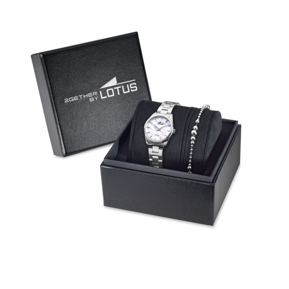 Lotus Box Orologio+Bracciale Acciaio Quadrante Madreperla