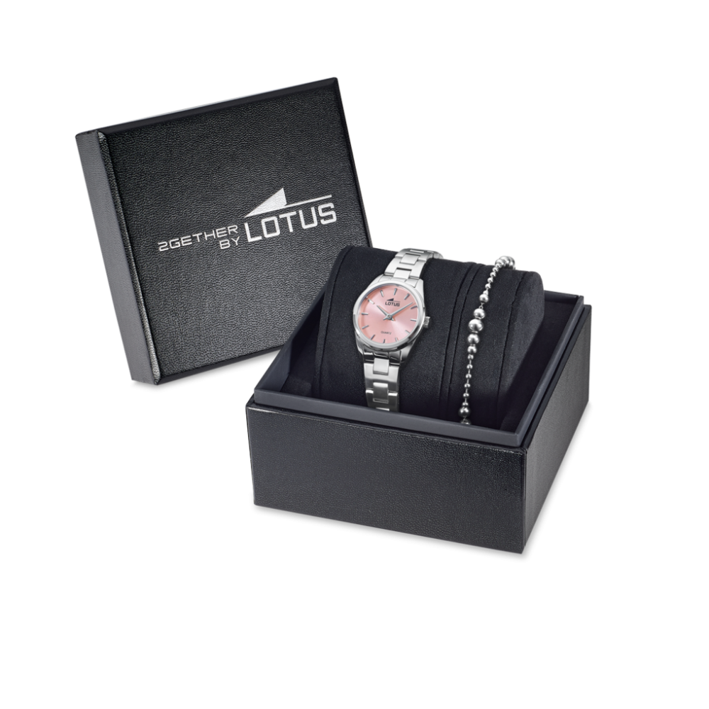 Lotus Box Orologio+Bracciale Acciaio Quadrante Rosa