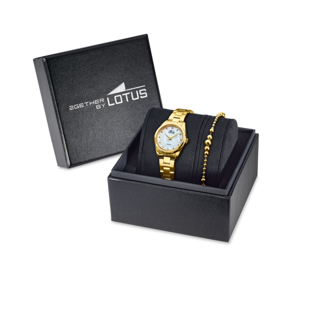 Lotus Box Orologio+Bracciale Acciaio Gold Quadrante Madreperla