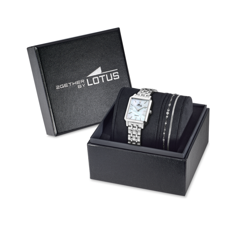 Lotus Box Orologio+Bracciale Acciaio Quadrante Madreperla