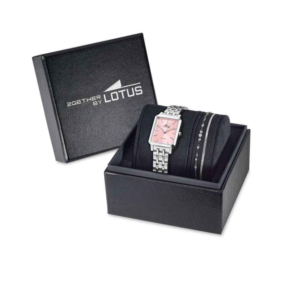 Lotus Box Orologio+Bracciale Acciaio Quadrante Rosa