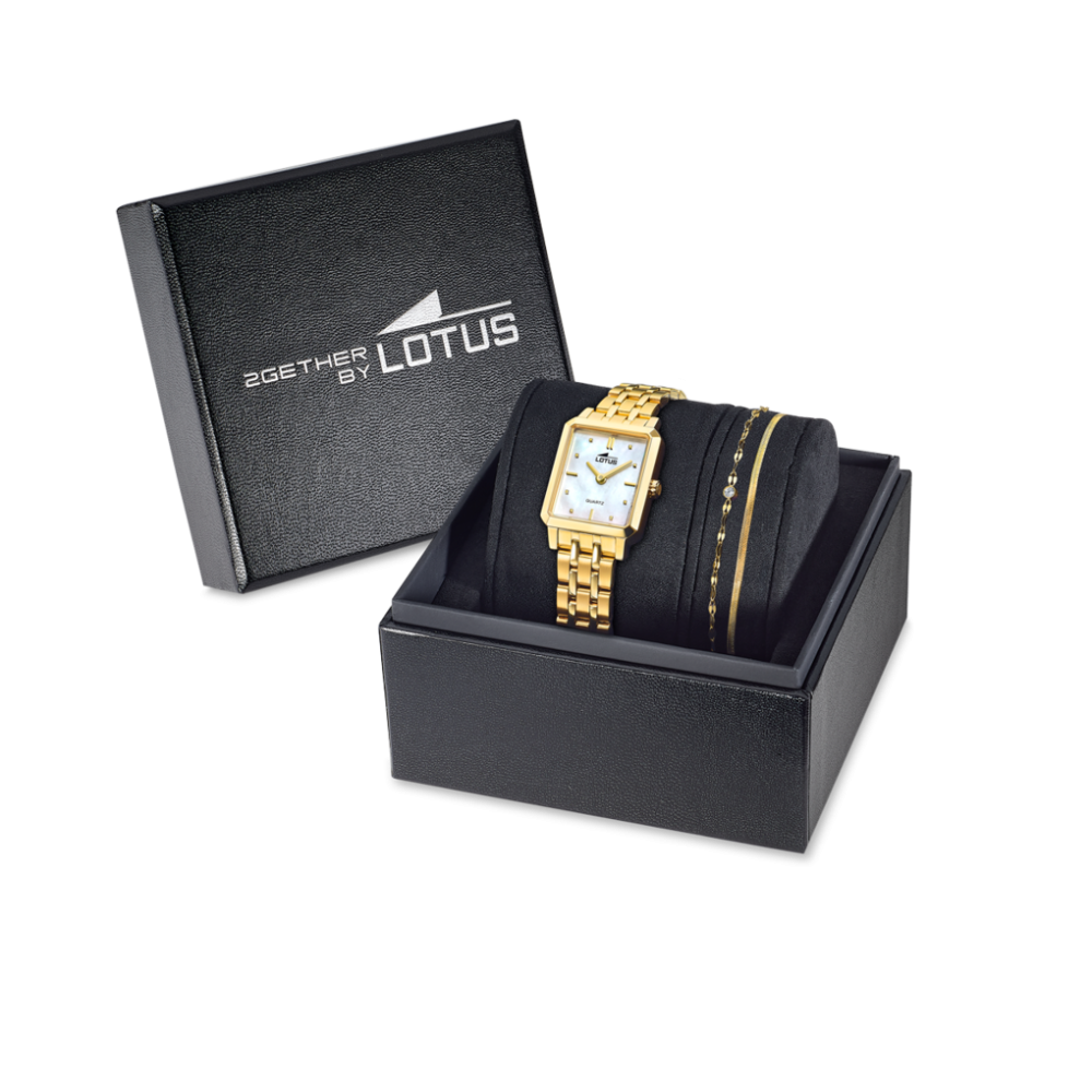 Lotus Box Orologio+Bracciale Acciaio Gold Quadrante Madreperla