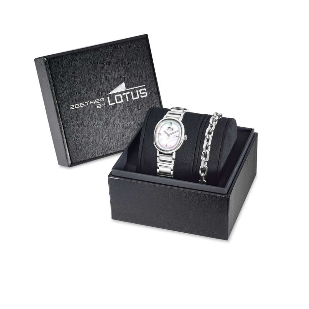 Lotus Box Orologio+Bracciale Acciaio Quadrante Madreperla