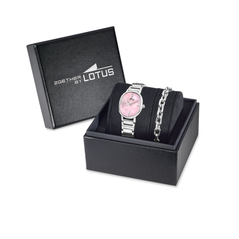 Lotus Box Orologio+Bracciale Acciaio Quadrante Rosa