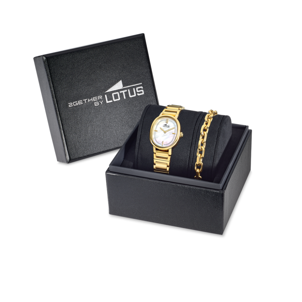 Lotus Box Orologio+Bracciale Acciaio Gold Quadrante Madreperla