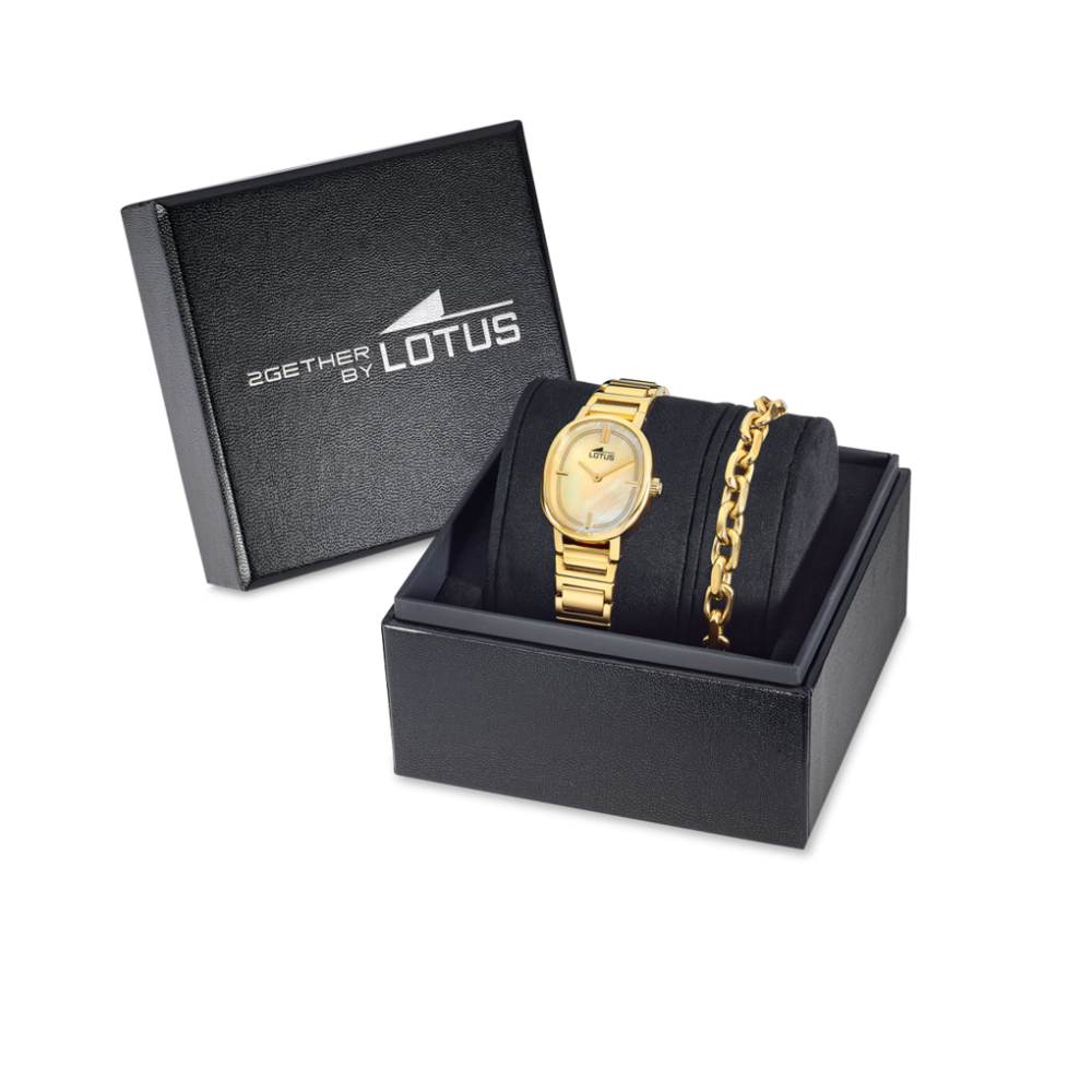 Lotus Box Orologio+Bracciale Acciaio Gold Quadrante Champagne