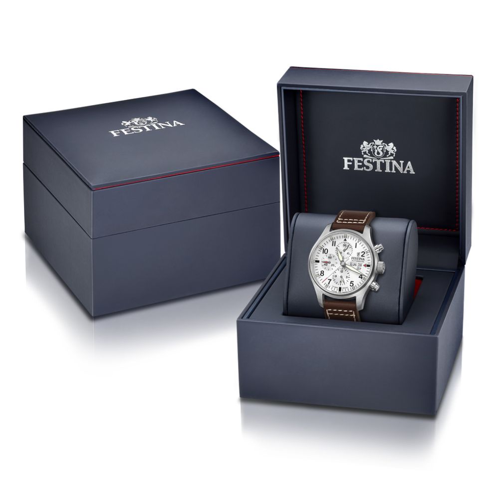 Festina Cronografo Automatico Swiss Made Quadrante Bianco 