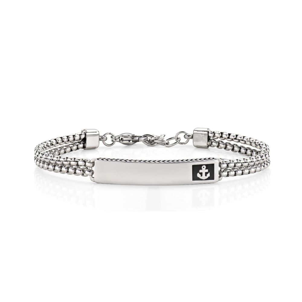 Amen Bracciale Acciaio Piastra con Ancora