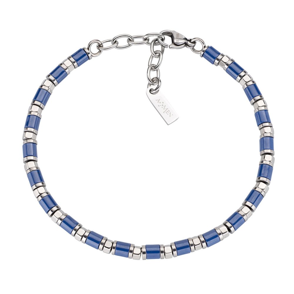 Amen Bracciale Acciaio e Ceramica Blu