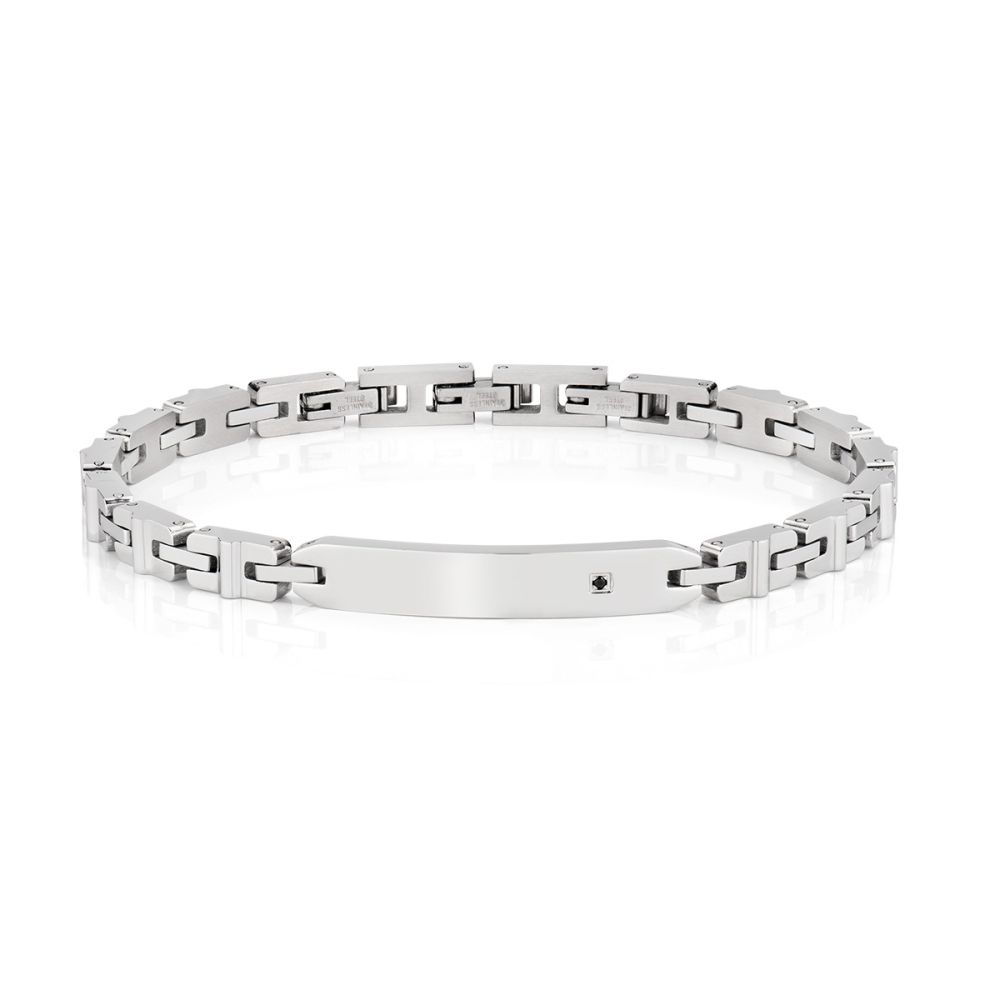 Amen Bracciale Acciaio e Diamante Nero