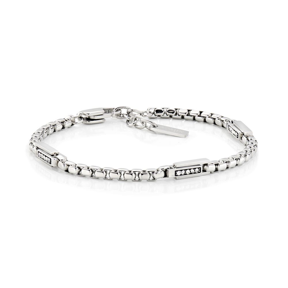 Amen Bracciale Acciaio ZIrconi Bianchi