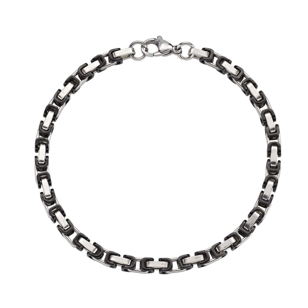 Amen Bracciale Acciaio Satinato e Pvd Nero