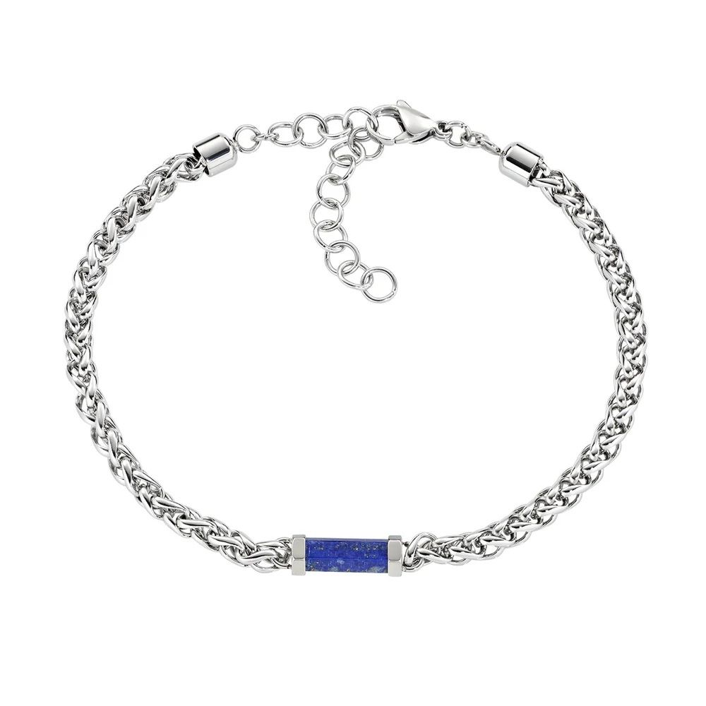 Amen Bracciale Acciaio con Agata Blu