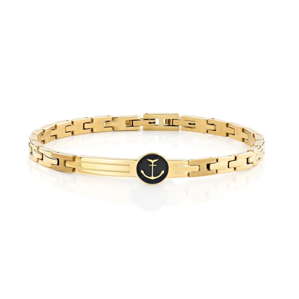 Amen Bracciale Acciaio Gold con Ancora