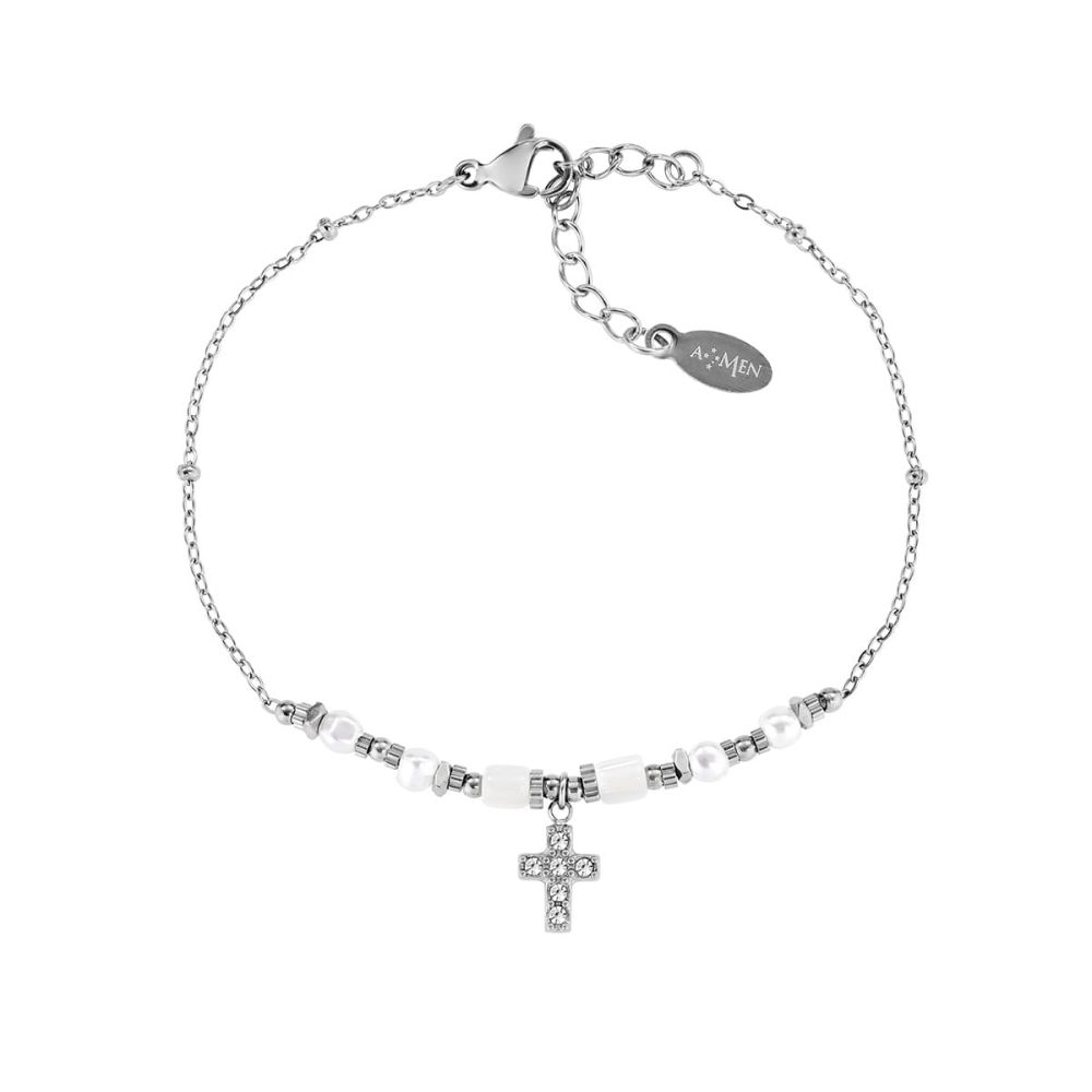 Amen Bracciale Acciaio Croce e Agata