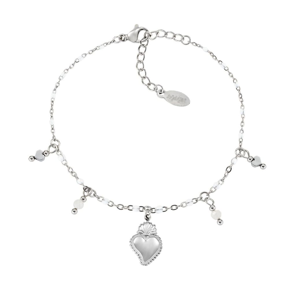 Amen Bracciale Acciaio Cuore Sacro Agata e Cuore