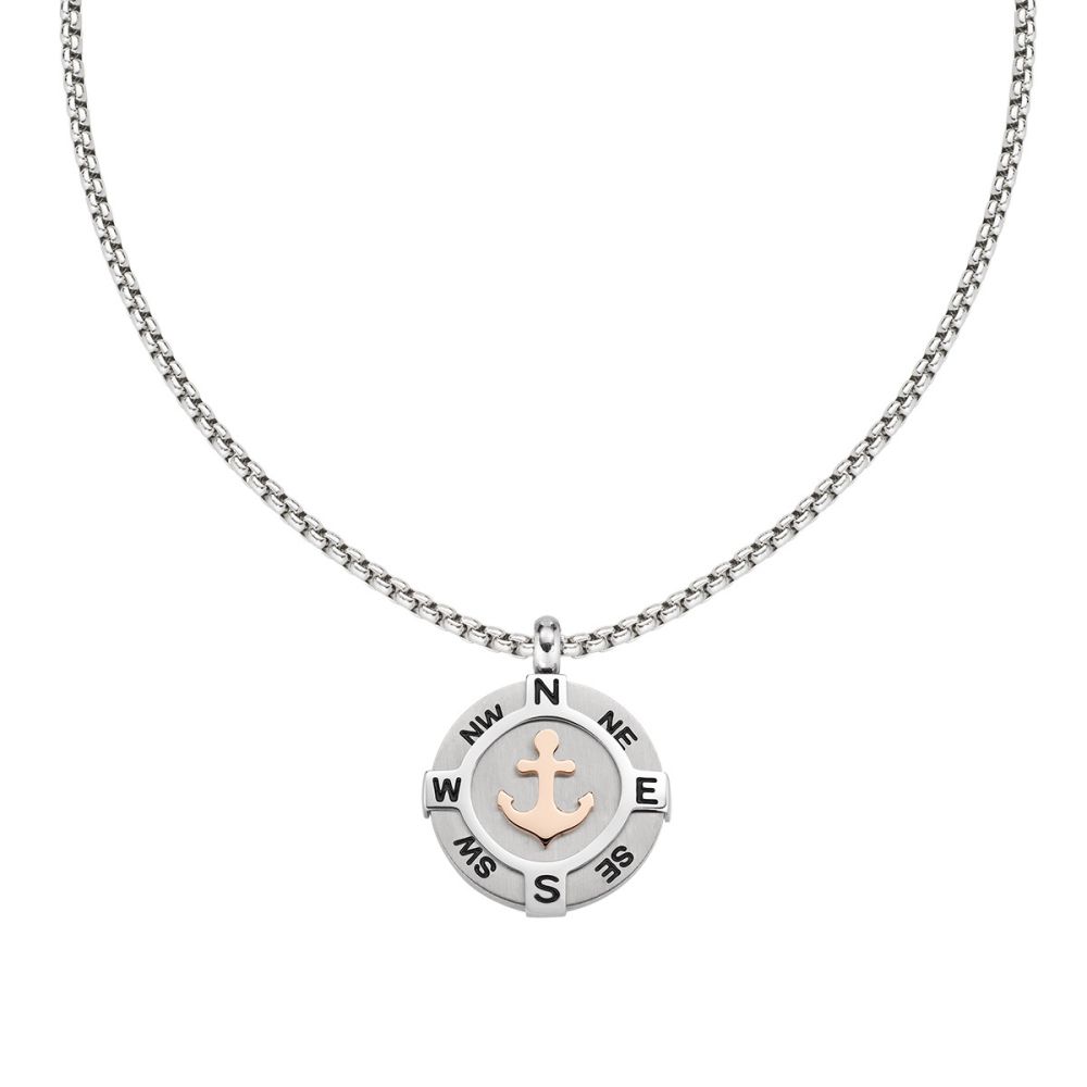 Amen Collana Acciaio Pendente Ancora Rosè