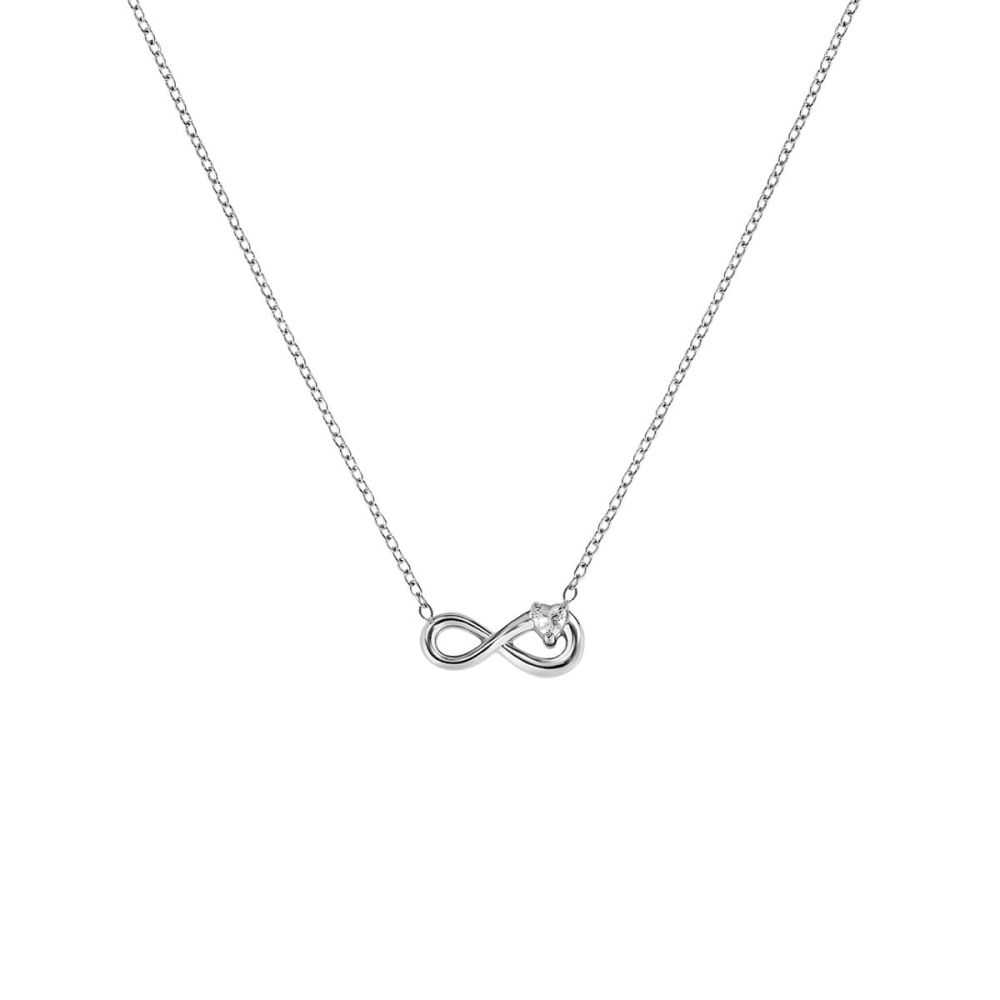 Amen Collana Acciaio Infinito e Cuore Bianco