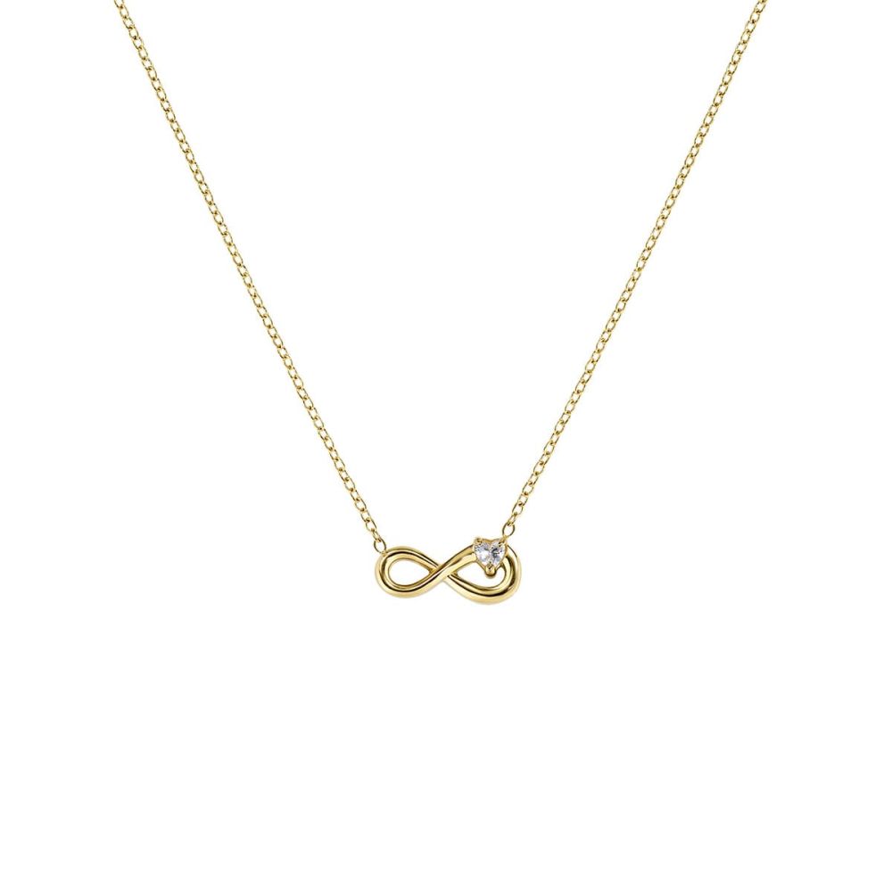Amen Collana Acciaio Gold Infinito e Cuore Bianco
