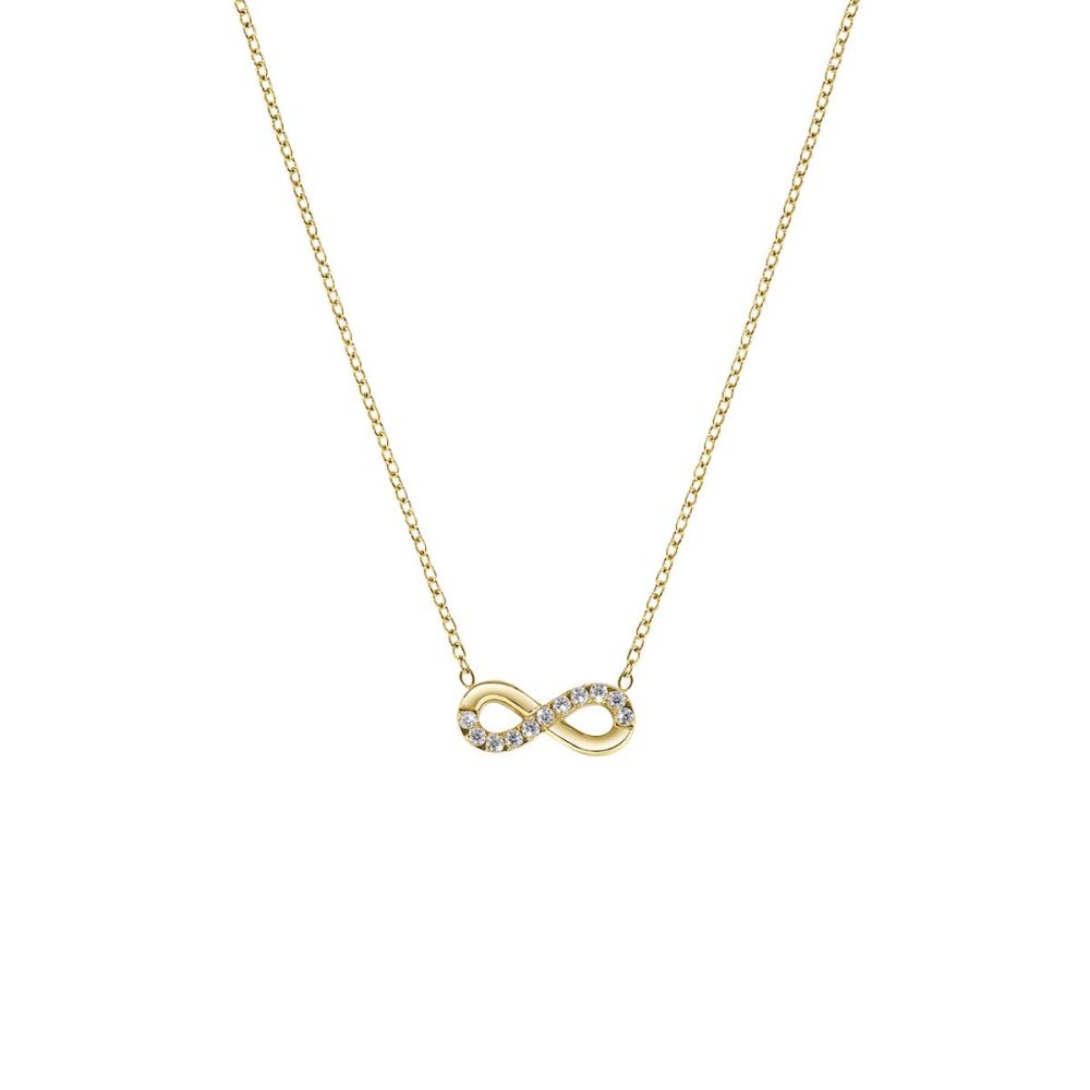 Amen Collana Acciaio Gold Infinito con Zirconi