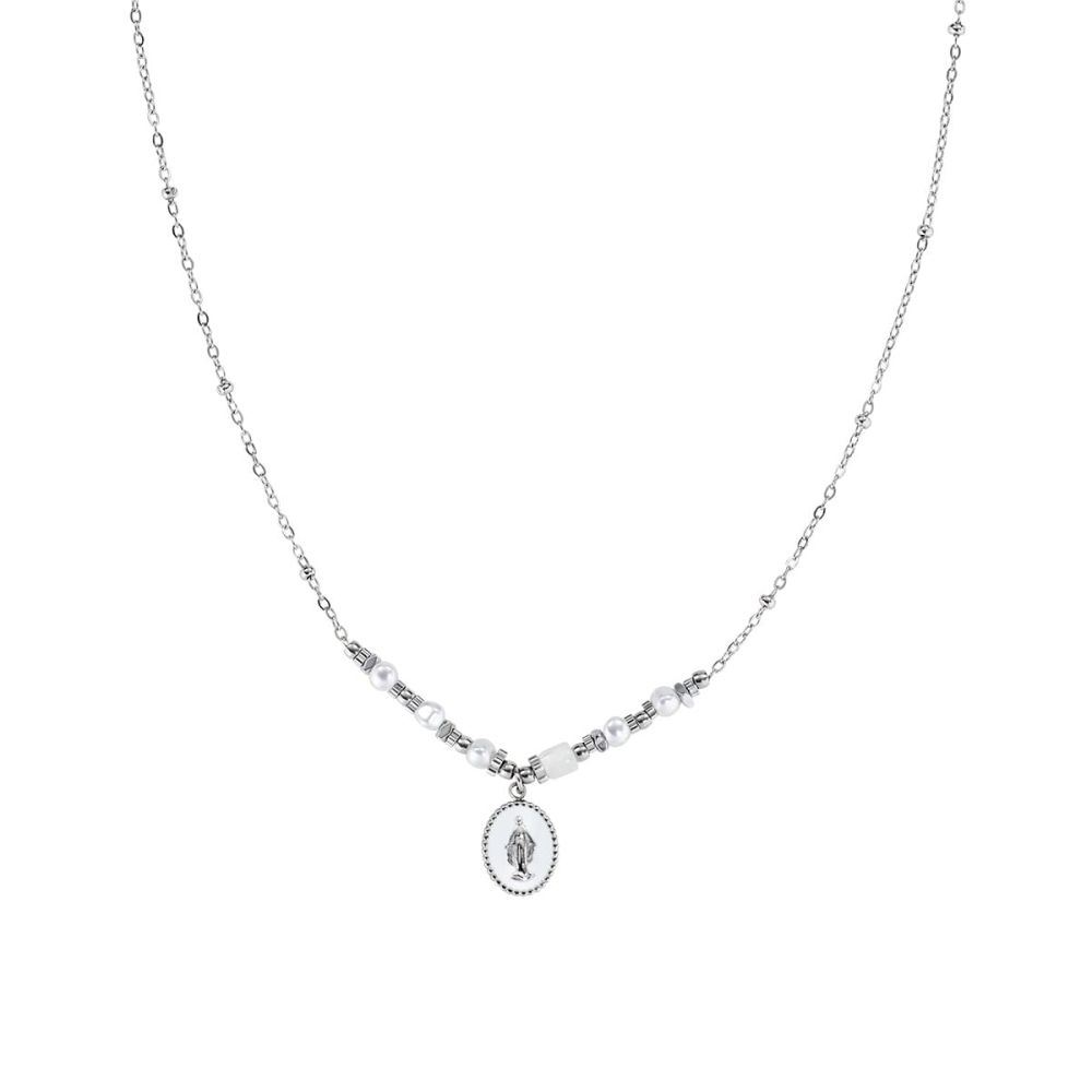 Amen Collana Acciaio Madonnina Agata e Smalto