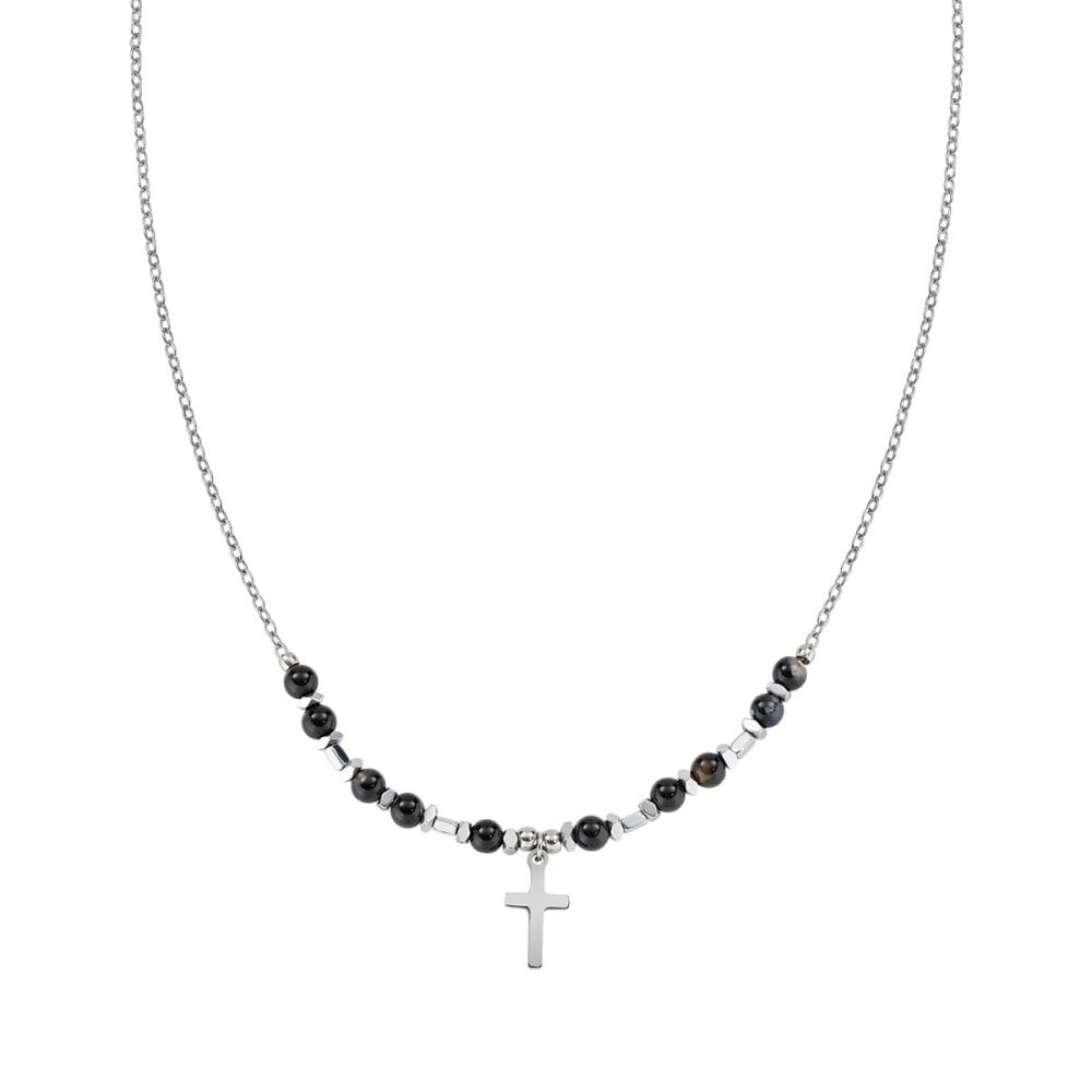 Amen Collana Acciaio Croce e Onice