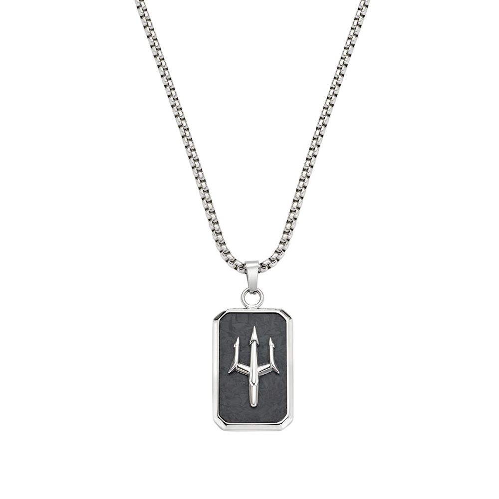 Amen Collana Acciaio Piastra in Carbonio con Tridente