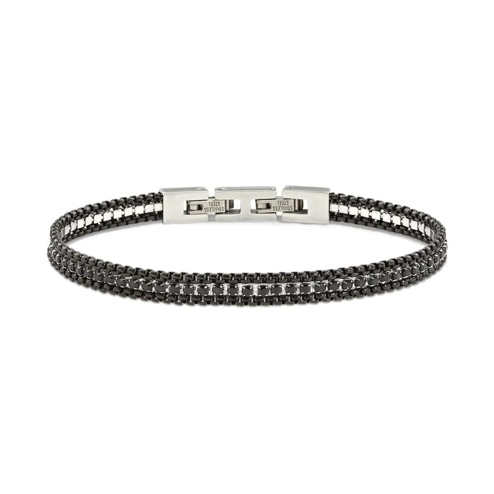 Amen Tennis Acciaio Pvd Nero Zirconi Neri 2 mm