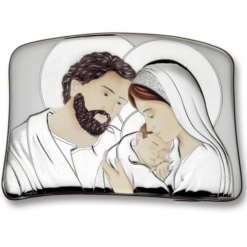 Atelier Sacra famiglia Colorata Argento e Legno 15X21
