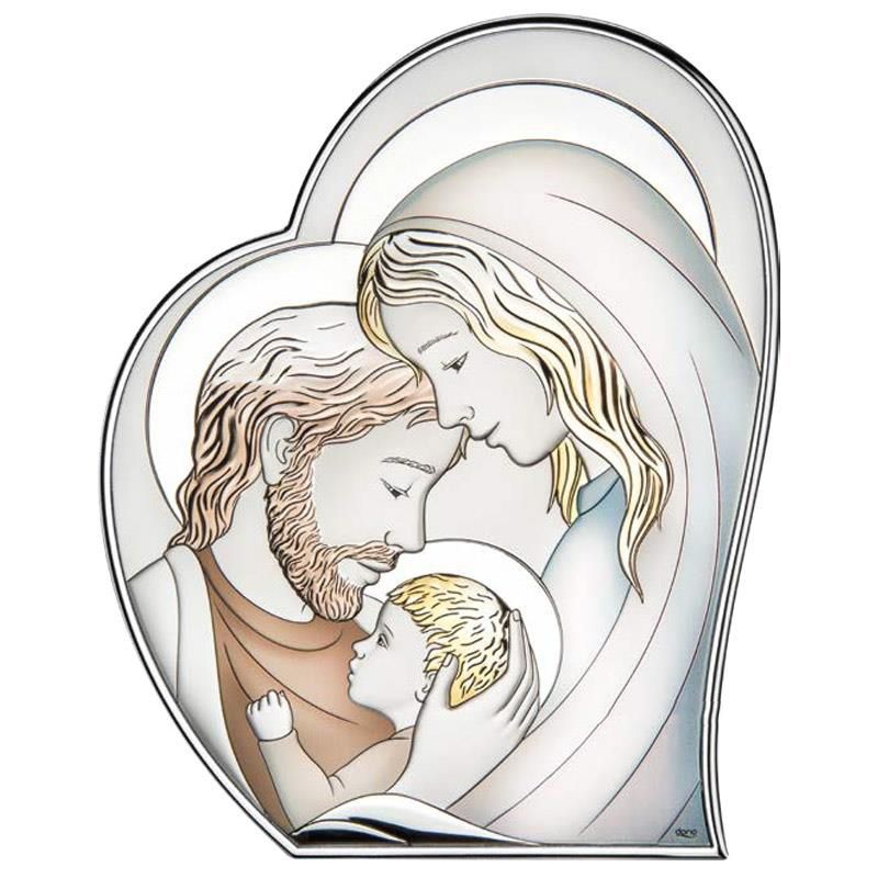 Atelier Cuore Sacra Famiglia Argento e Legno 22X26