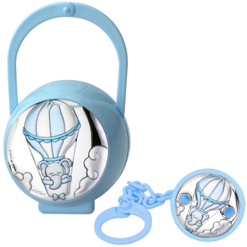 Atelier Set Ciuccio Celeste Mongolfiera Argento