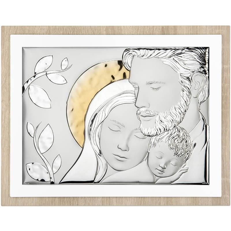 Atelier Icona Sacra Famiglia Argento e Legno 26X20