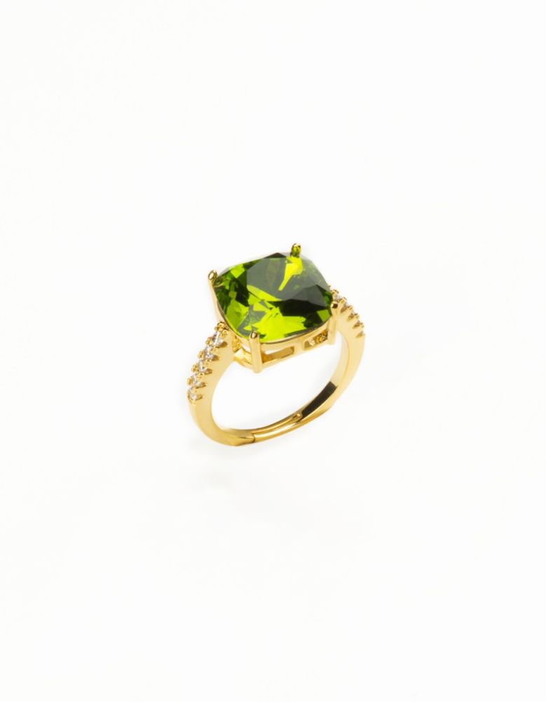 Barbieri Anello Regolabile Metallo Dorato Cristallo Peridot