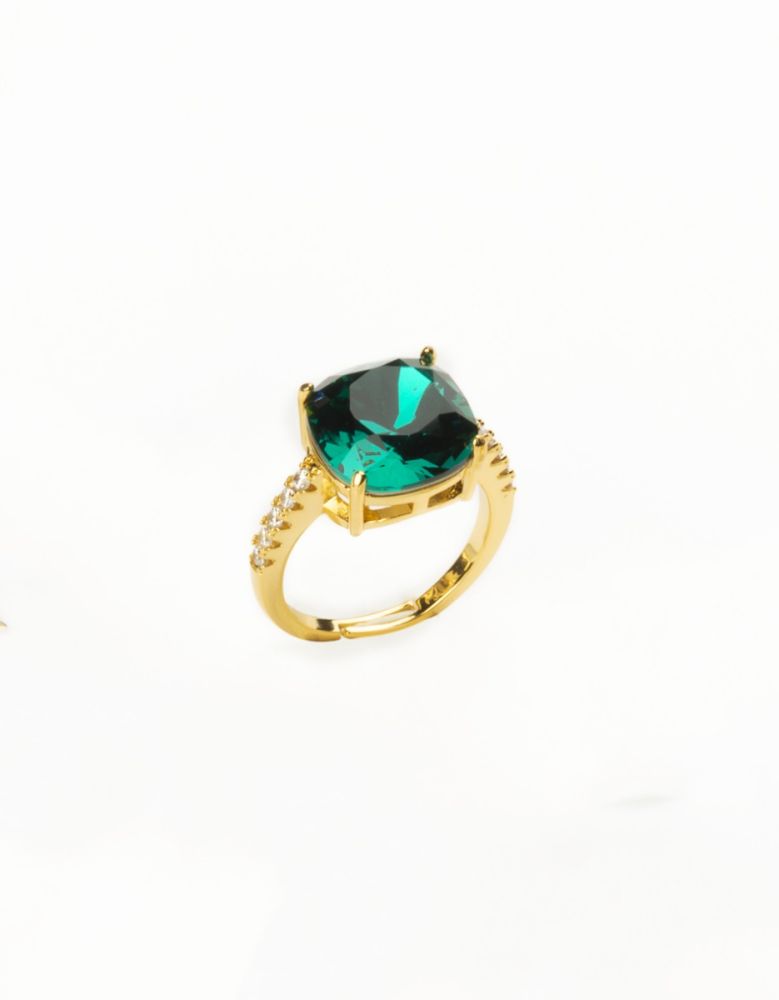 Barbieri Anello Regolabile Metallo Dorato Cristallo Ottanio