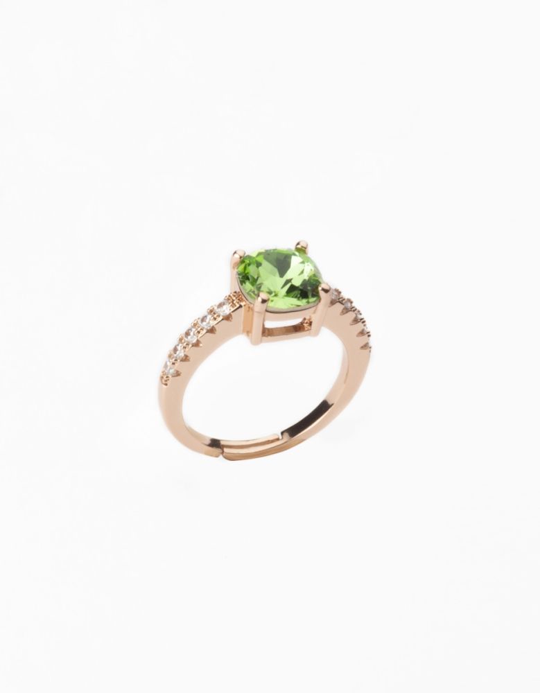 Barbieri Anello Regolabile Metallo Rosato Cristallo Peridot