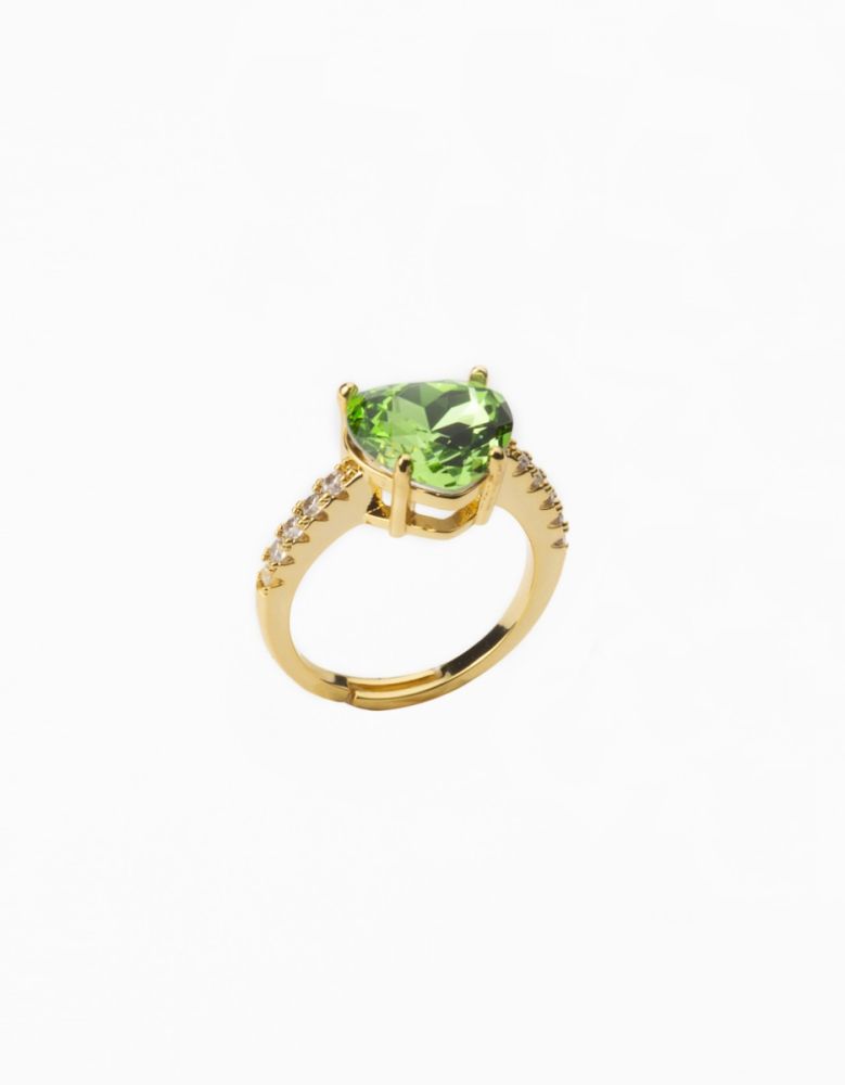 Barbieri Anello Regolabile Metallo Dorato Cuore Peridot