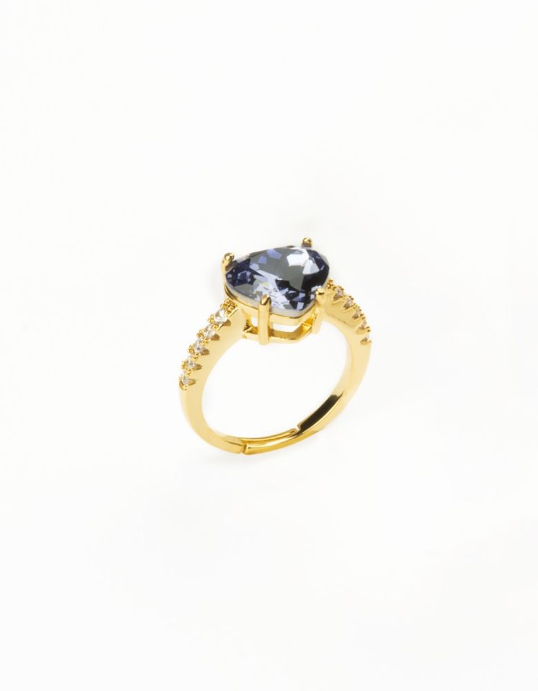 Barbieri Anello Regolabile Metallo Dorato Cristallo Ametista