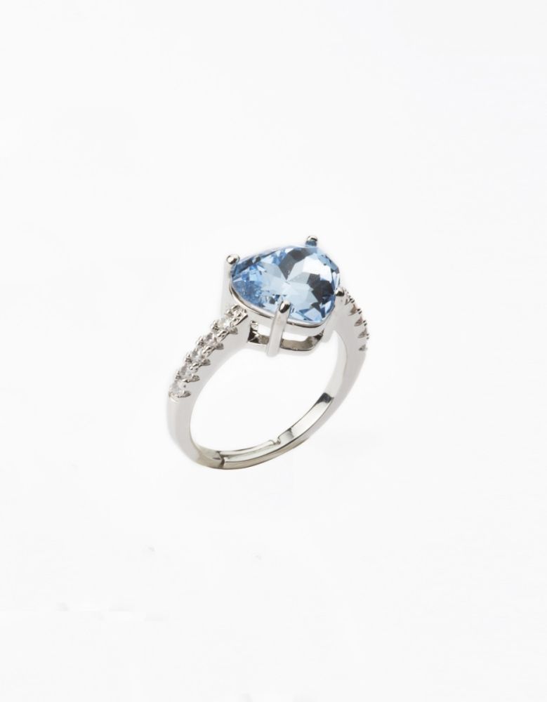 Barbieri Anello Regolabile Metallo Rodiato Cuore Zaffiro