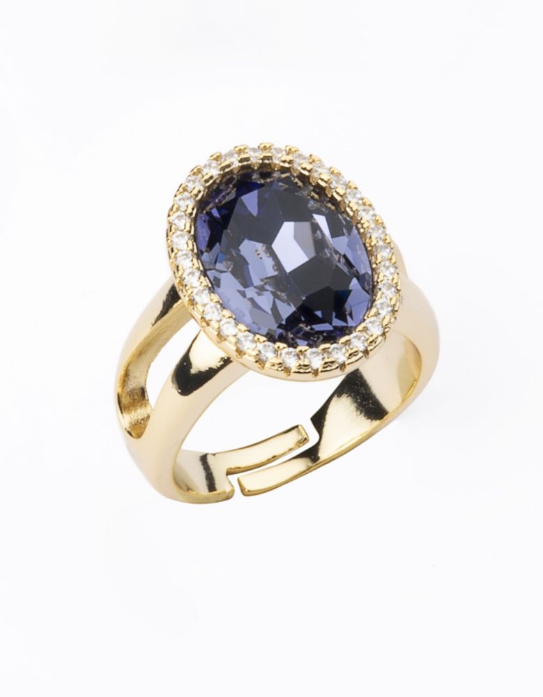 Barbieri Anello Metallo Dorato Tanzanite Ovale