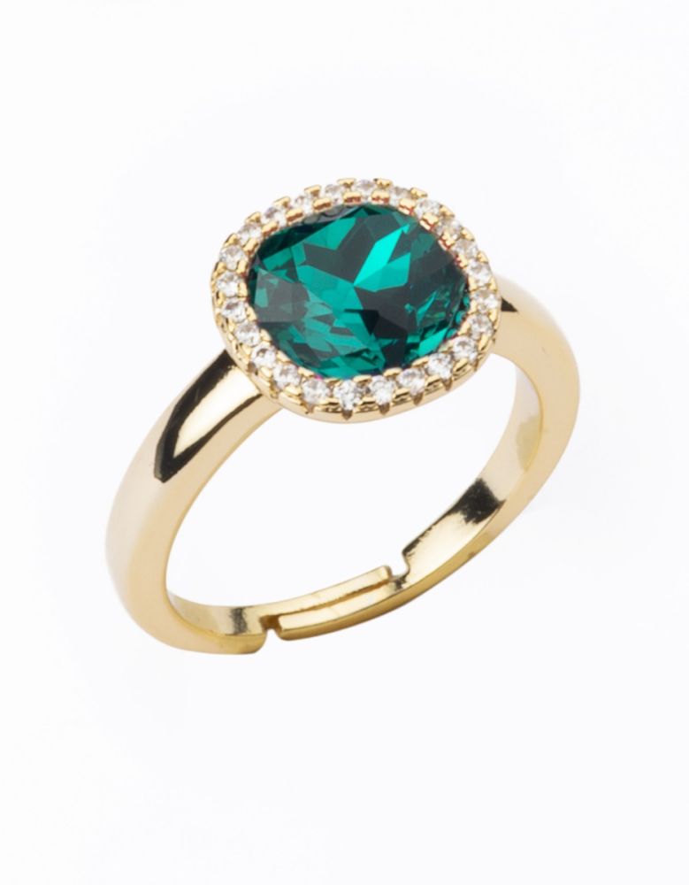 Barbieri Anello Metallo Dorato Ottanio e Zirconi