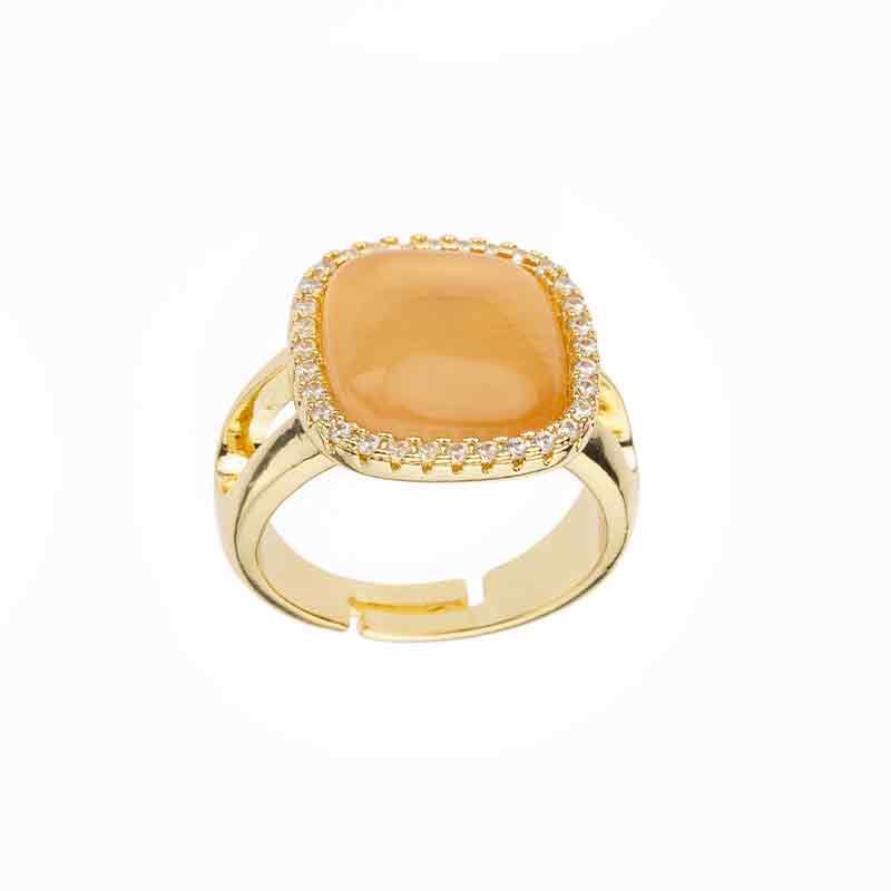 Barbieri Anello Metallo Dorato Cristallo Apricot