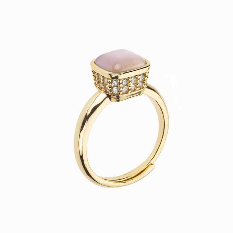 Barbieri Anello Metallo Dorato Cat Eye e Zirconi