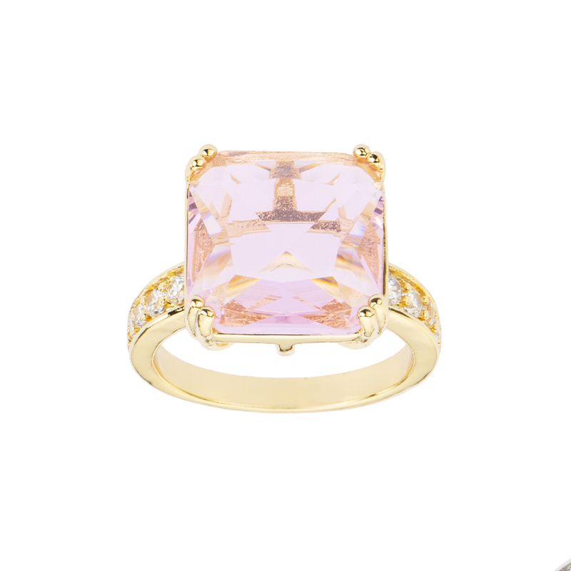 Barbieri Anello Metallo Dorato Cristallo Rosa
