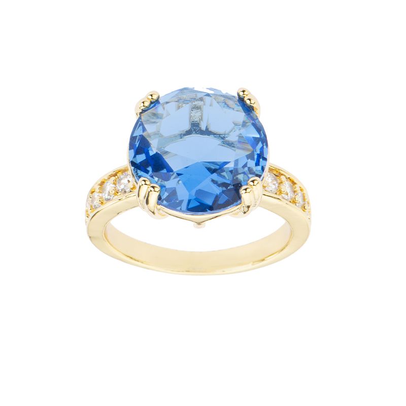 Barbieri Anello Metallo Dorato Cristallo Zaffiro