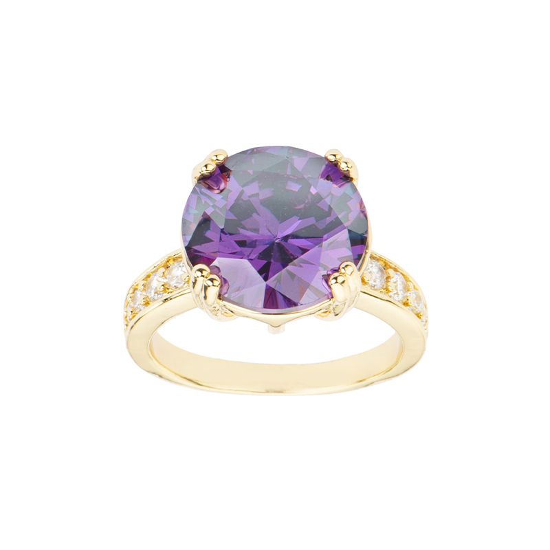 Barbieri Anello Metallo Dorato Cristallo Ametista