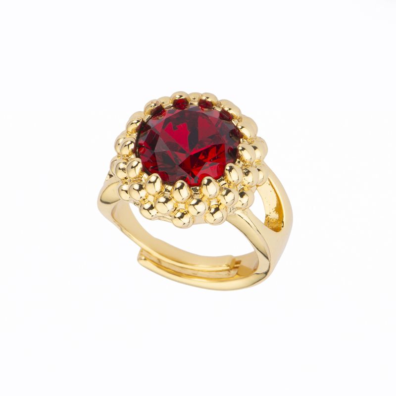  Barbieri Anello Metallo Dorato Cristallo Rubino